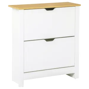 12-Shoe Storage Cabinet 4 Shelves 2 Drawers 4 Protective Legs Modern Stylish Unit Hallway Bedroom Home Furniture White