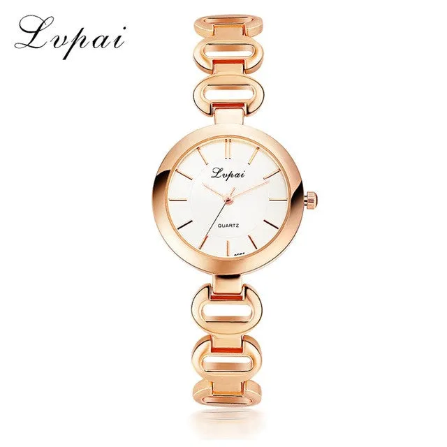 2017 New Arrive Lvpai Famous Brand Rose Gold Quartz Watch Concise and easy Stainless Steel Watch Women Fashion Luxury  Watches