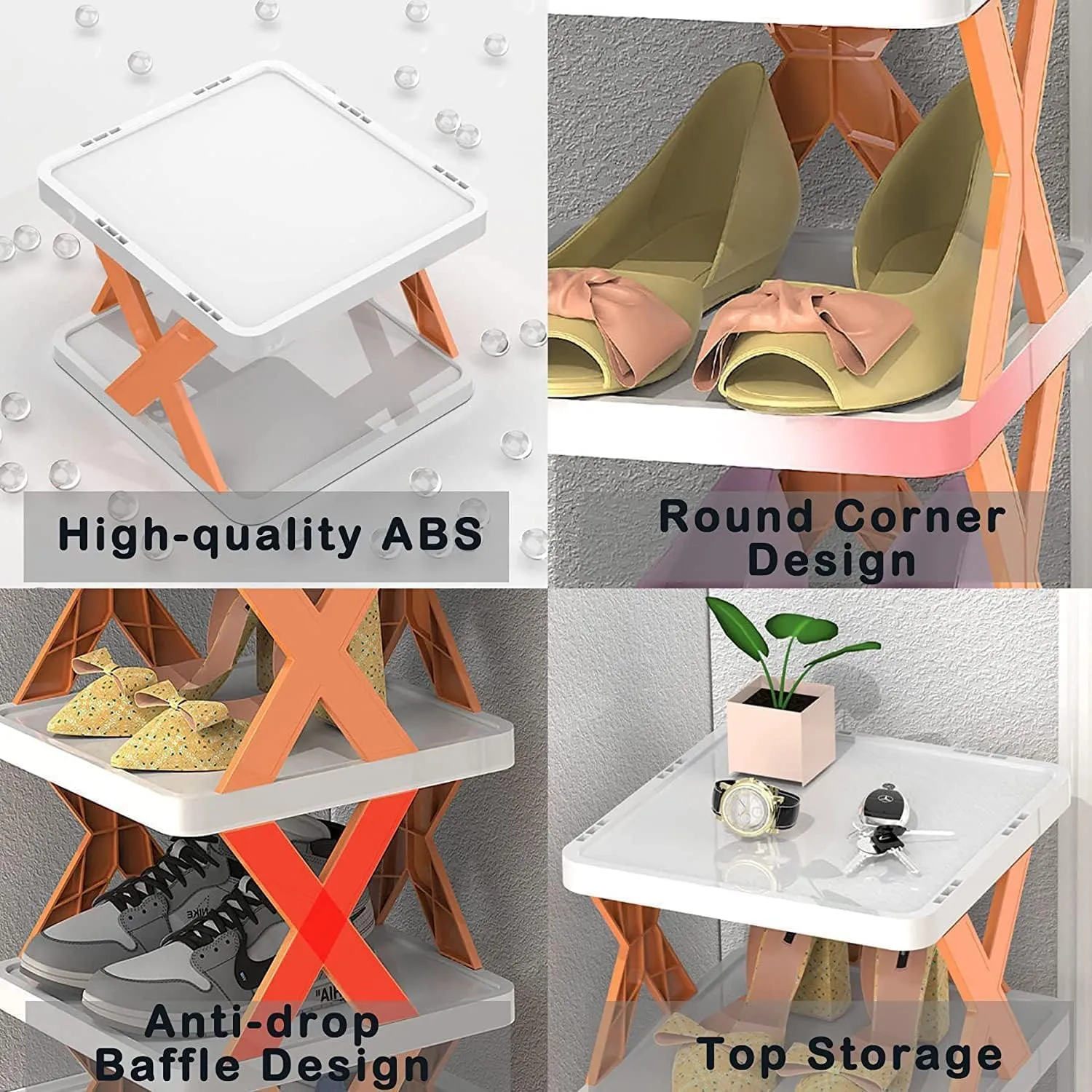 9054 6 Layer Shoe Rack Design Lightweight Adjustable Plastic Foldable Shoe Cabinet Storage Portable Folding Space Saving Shoe Organizer Home and Office