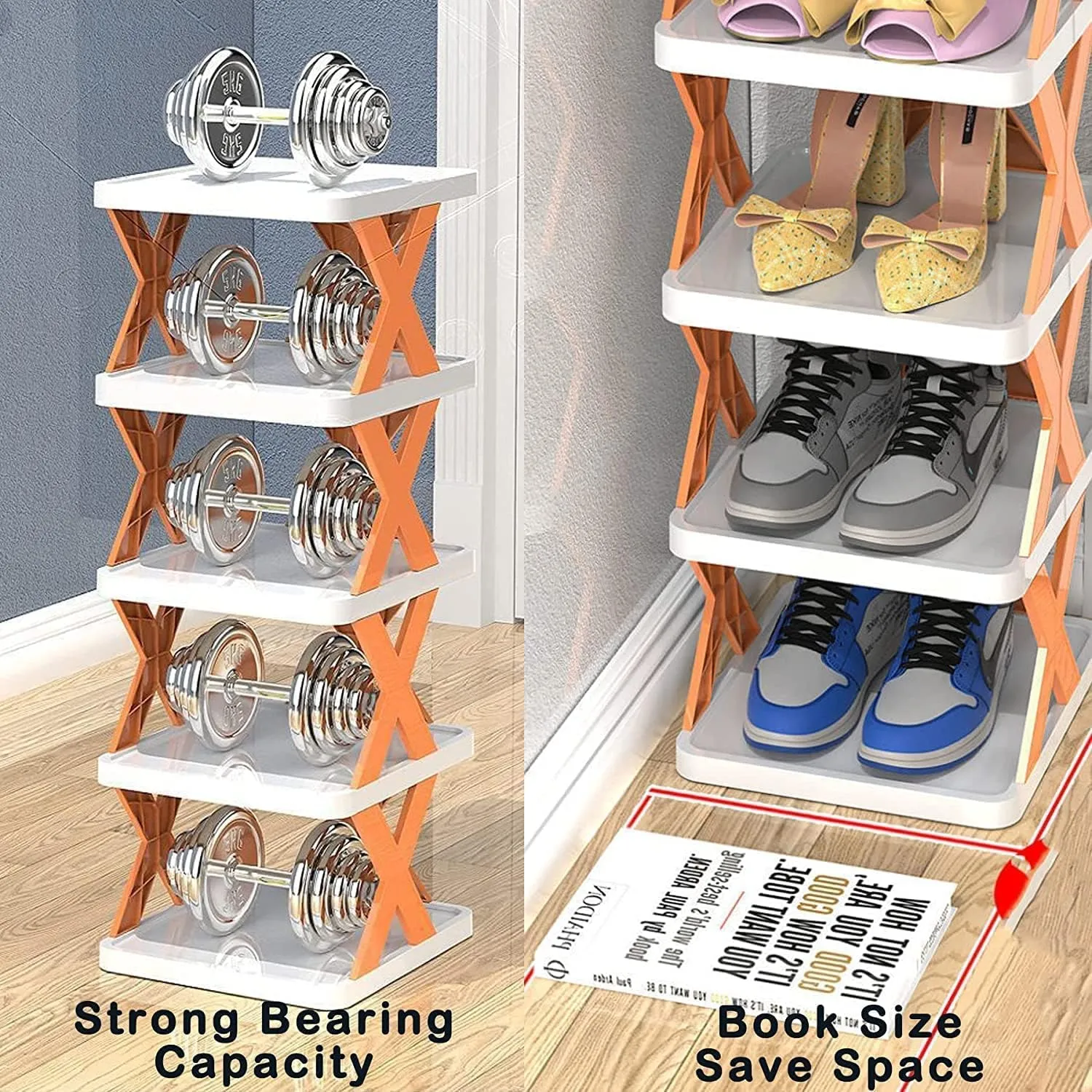 9054 6 Layer Shoe Rack Design Lightweight Adjustable Plastic Foldable Shoe Cabinet Storage Portable Folding Space Saving Shoe Organizer Home and Office