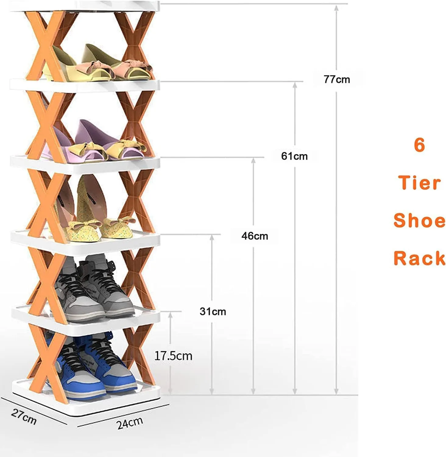 9054 6 Layer Shoe Rack Design Lightweight Adjustable Plastic Foldable Shoe Cabinet Storage Portable Folding Space Saving Shoe Organizer Home and Office