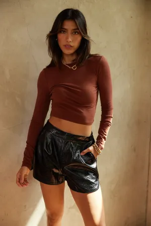 Aneesa Faux Leather Shorts