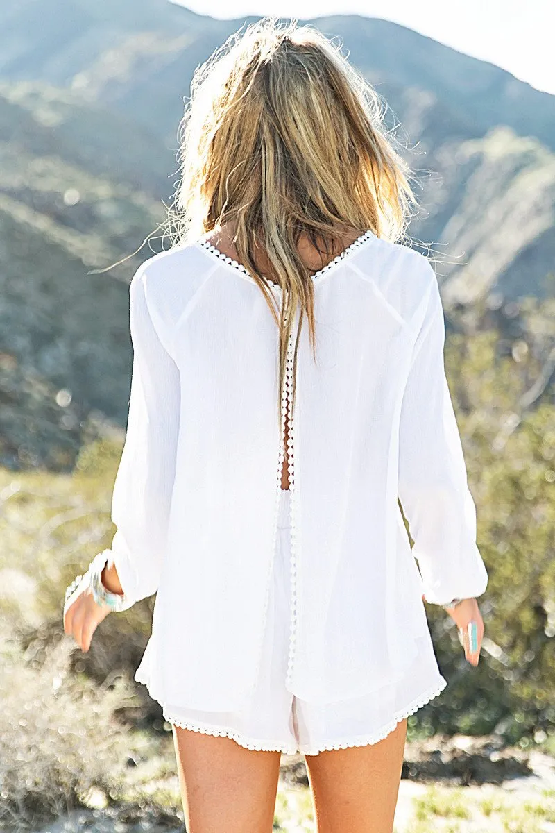 Bali Pom-Pom Slit-Back Linen Shirt