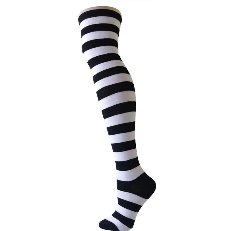 Black Striped Thigh Highs