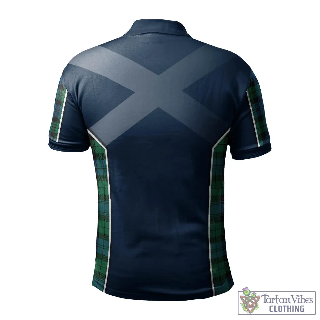 Black Watch Ancient Tartan Men's Polo Shirt with Family Crest and Lion Rampant Vibes Sport Style