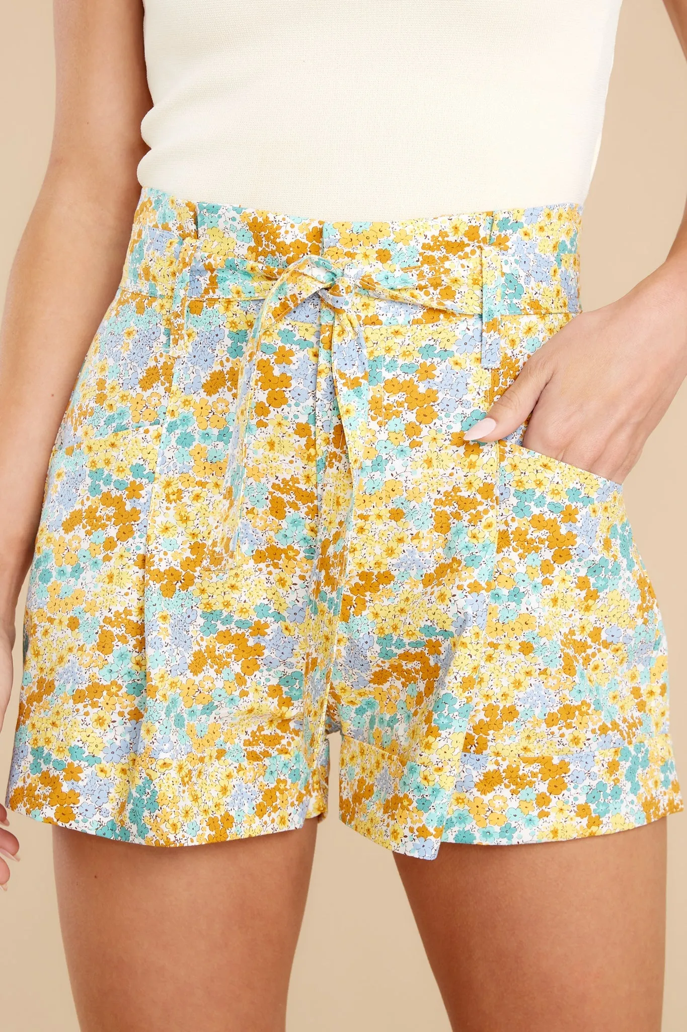 Blooming Sophistication Mint Klint High Waist Print Shorts