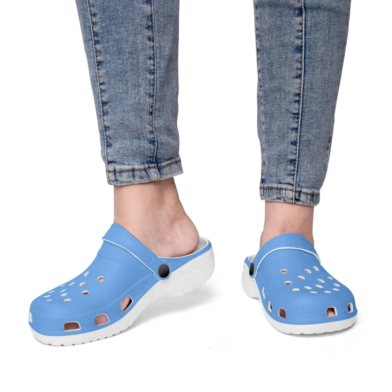 Blue Color Slip On Sandals, Best Solid Blue Color Unisex Classic Lightweight Best Clogs Sandals For Men or Women