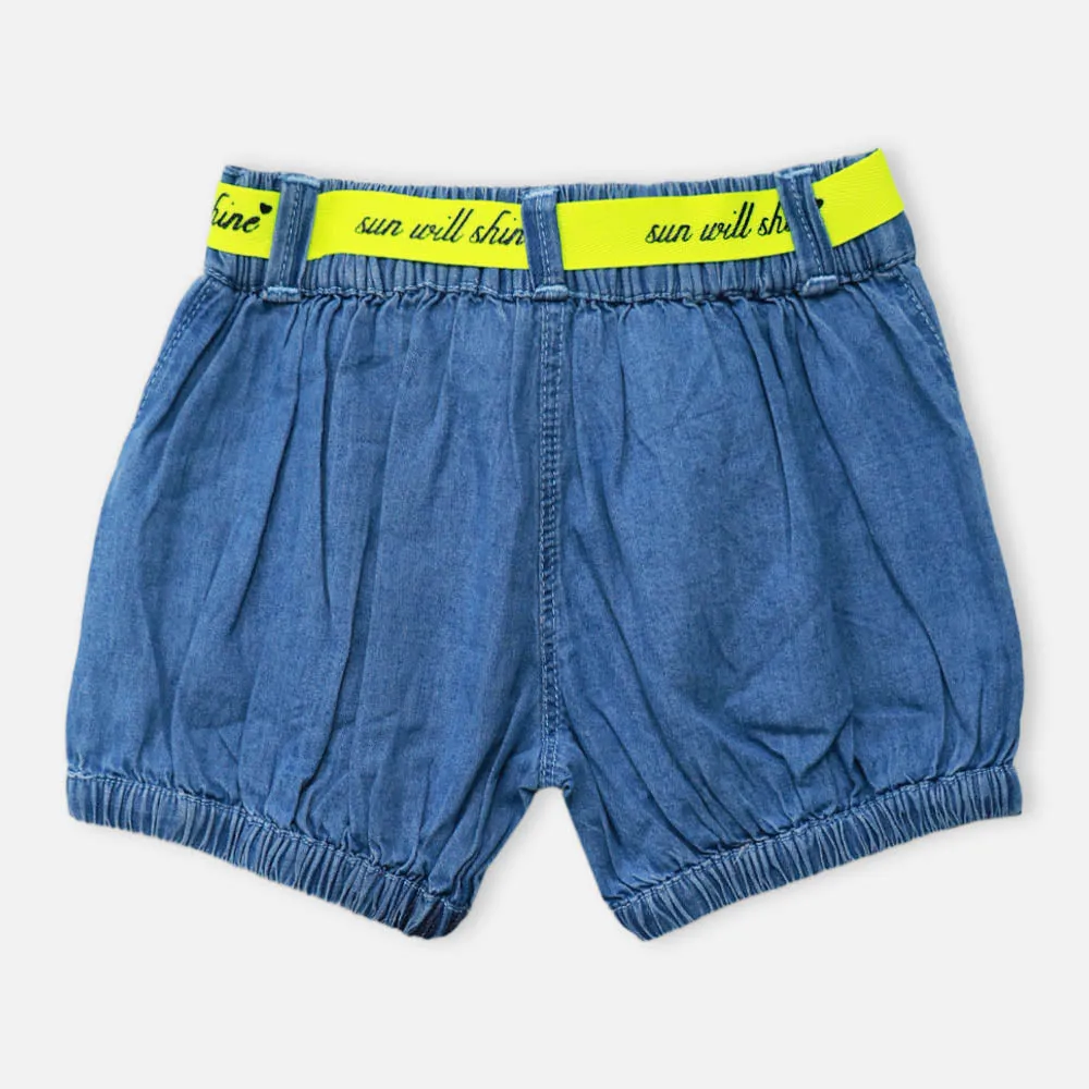 Blue Washed Denim Shorts