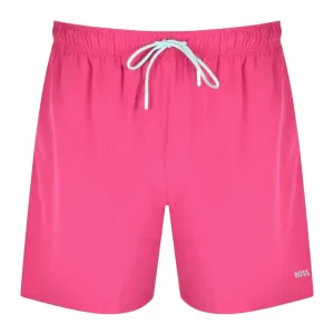 BOSS Printed Logo Tio Pink Swim Shorts