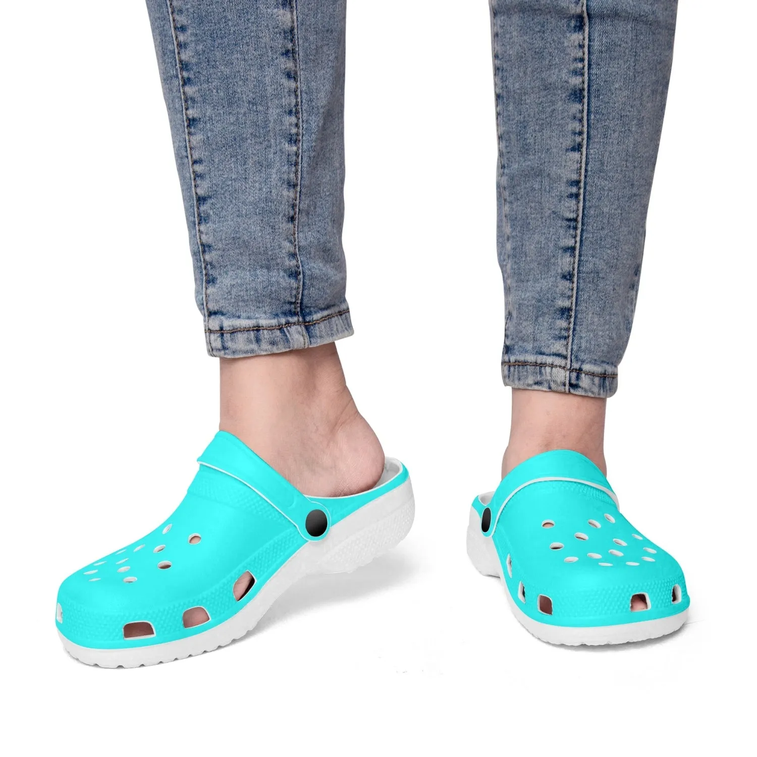 Bright Blue Color Unisex Clogs, Best Solid Blue Color Unisex Classic Lightweight Best Sandals For Men or Women