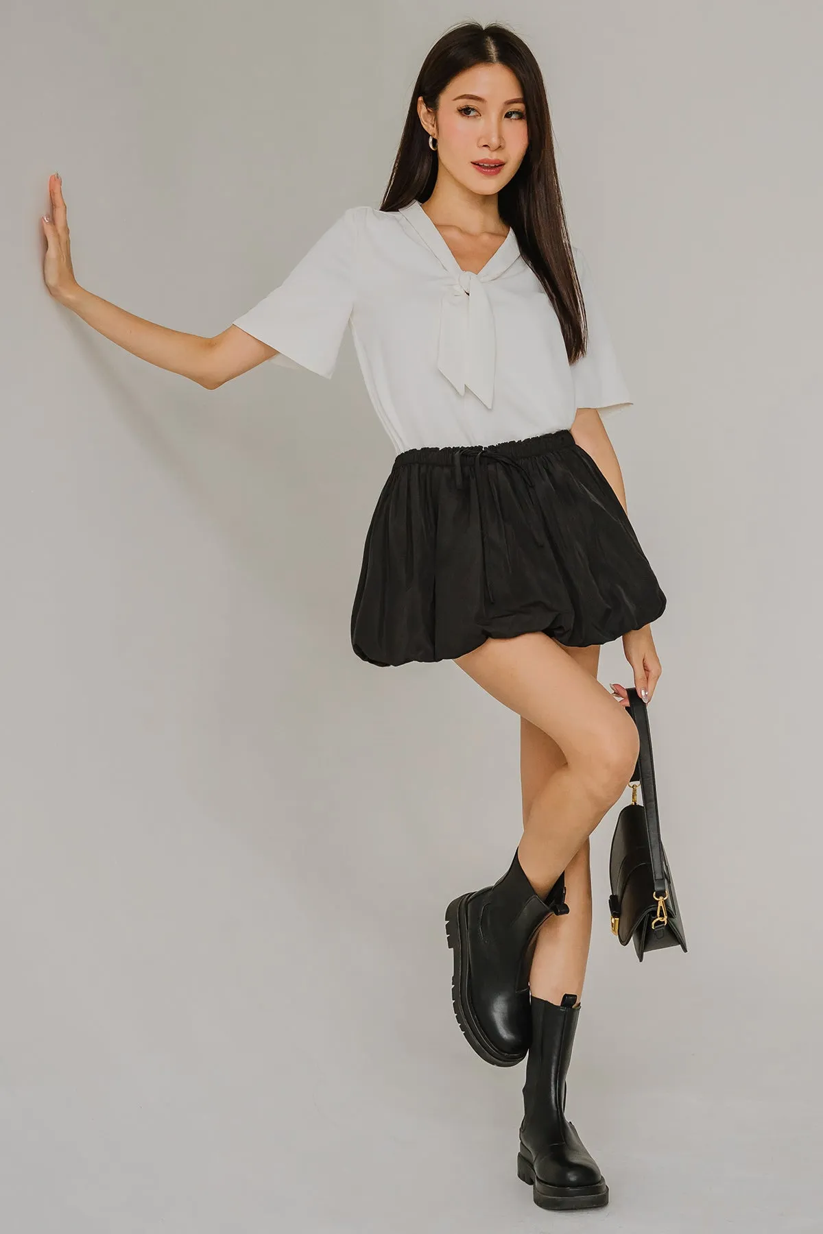 Bubble Hem Mini Skort (Black)