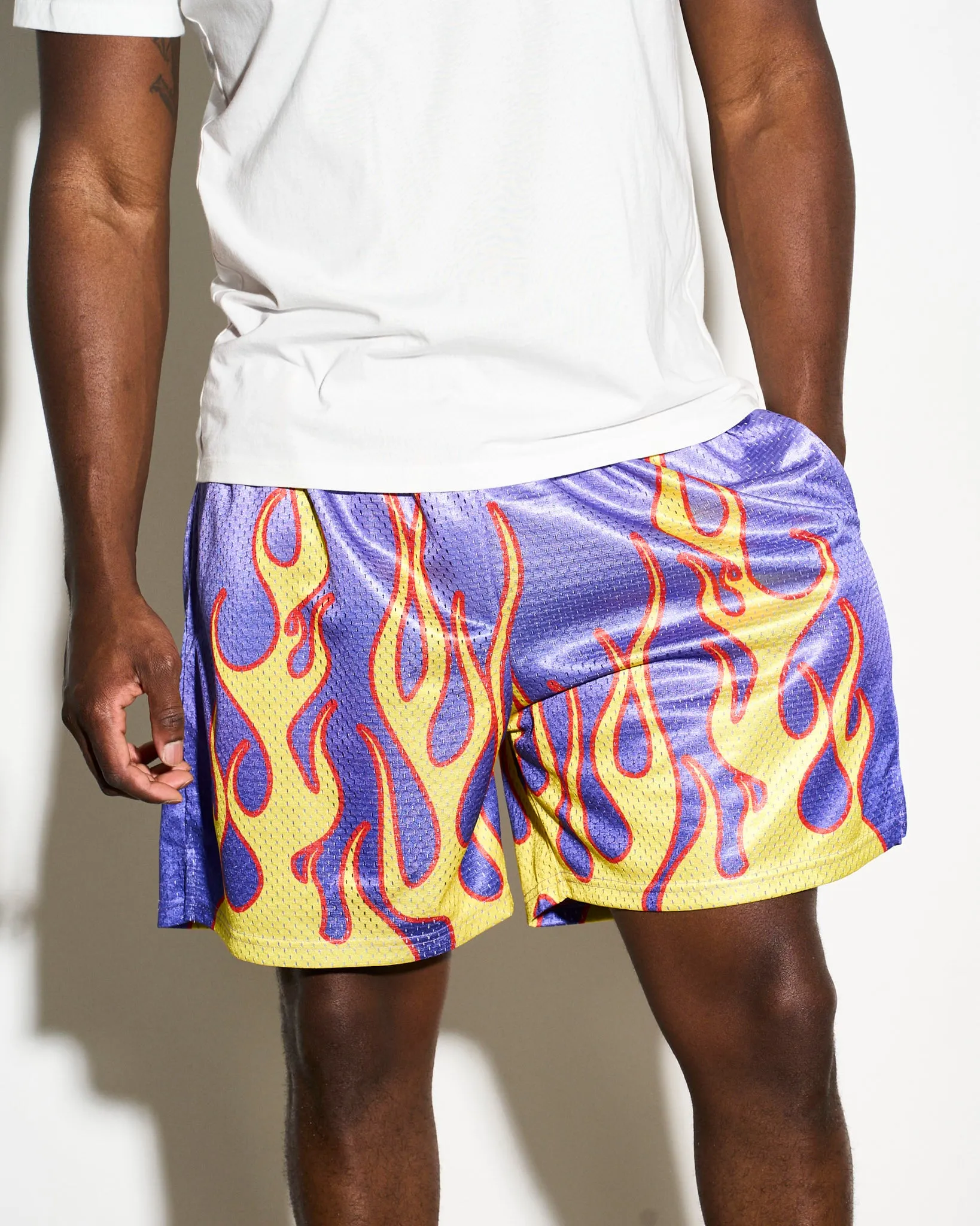 Chalk Line Purple Flame Retro Shorts