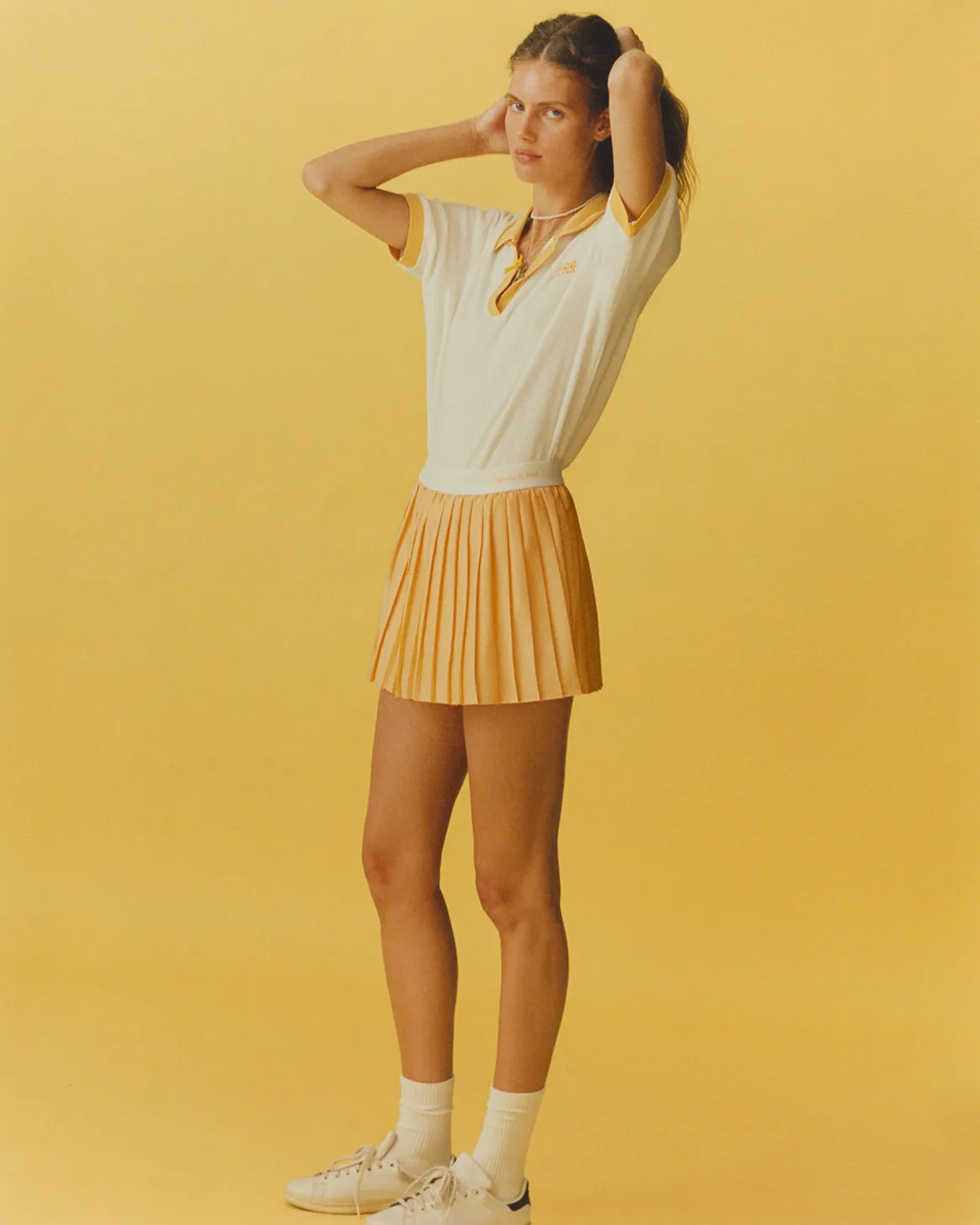 Classic Logo Pleated Tennis Skirt - Yellow/White