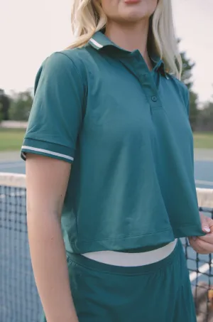 Courtside Green Cropped Polo Shirt