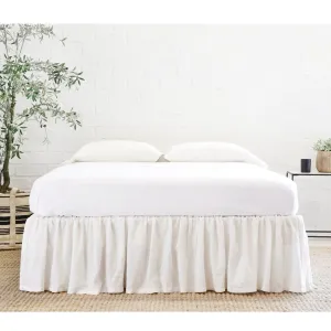 Cream Linen Gathered Bed Skirt by Pom Pom at Home