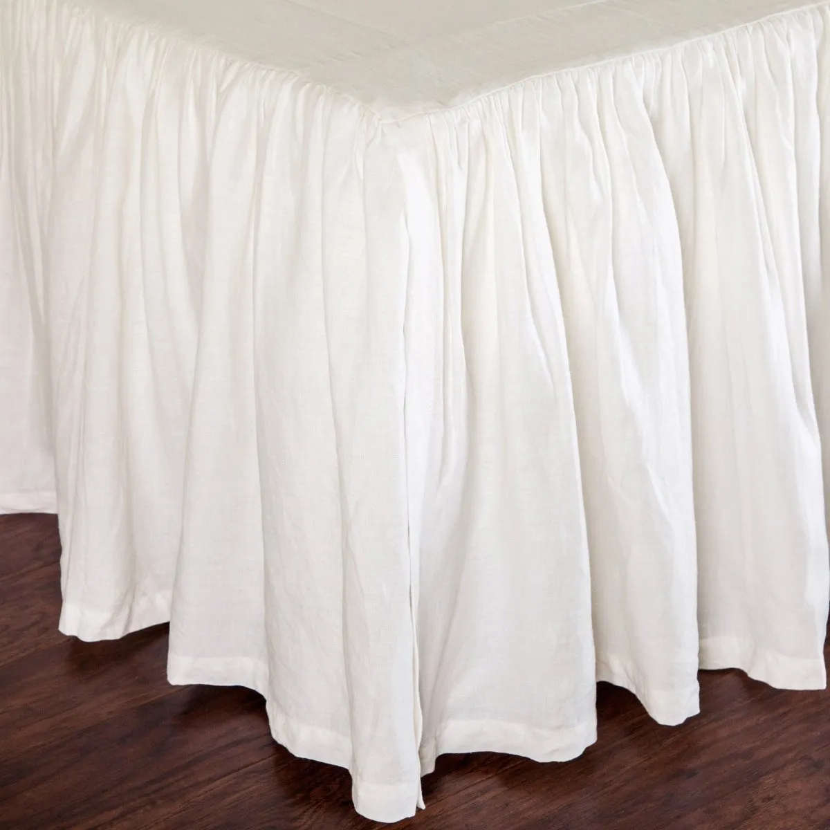 Cream Linen Gathered Bed Skirt by Pom Pom at Home