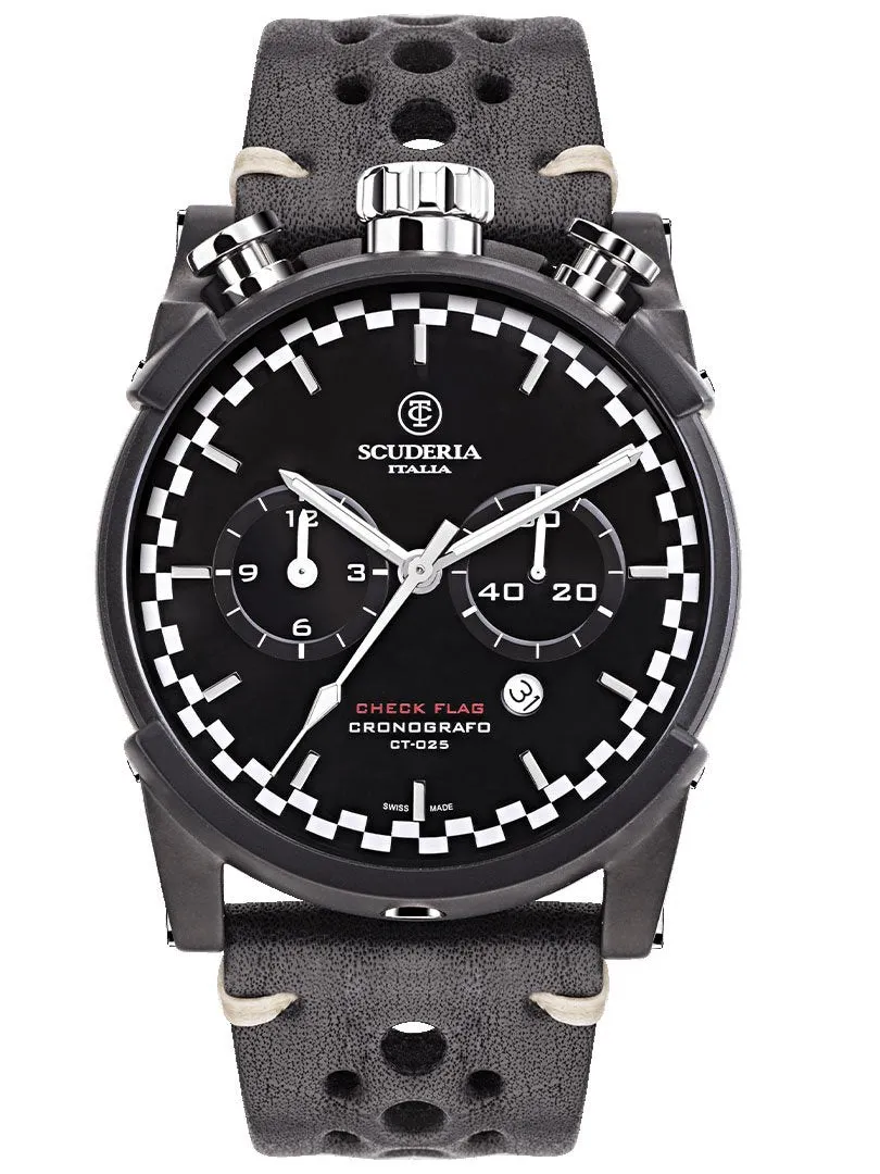 CT Scuderia BULLET HEAD CHEQUERED FLAG Black Swiss Made Mens Watch CWEH00319