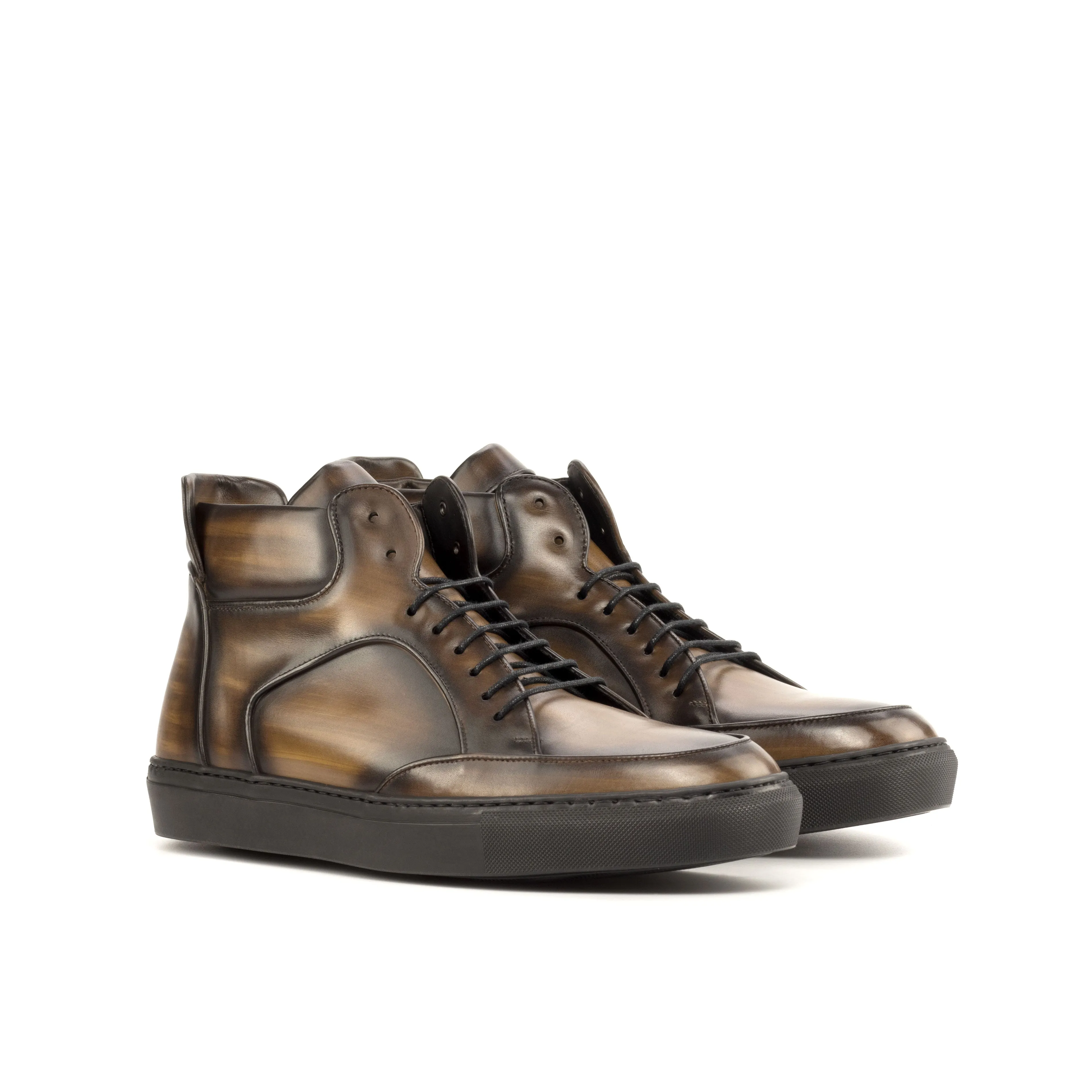 DapperFam Dante in Brown Men's Italian Leather High Top