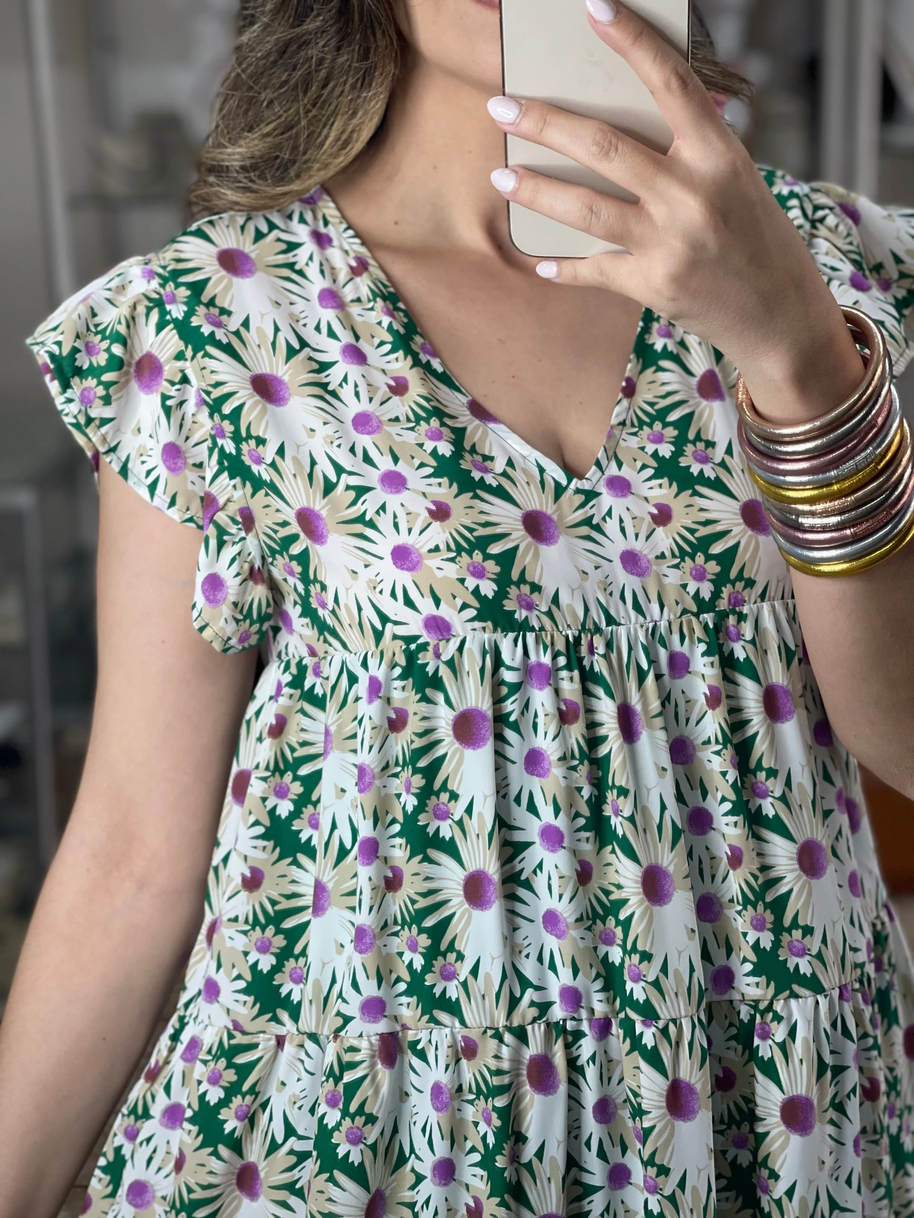 Dark Green Floral Dress