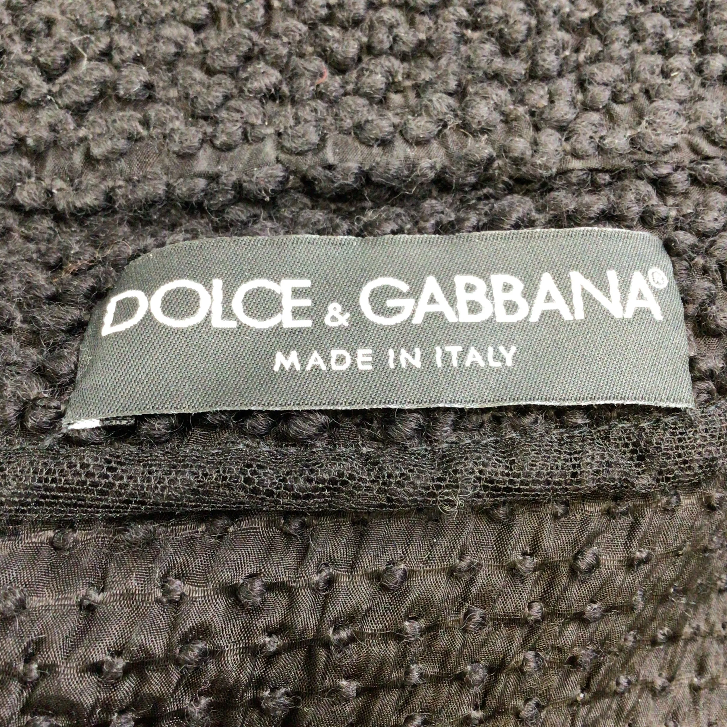 Dolce & Gabbana Black Wool Boucle Jacket and Skirt Two-Piece Set