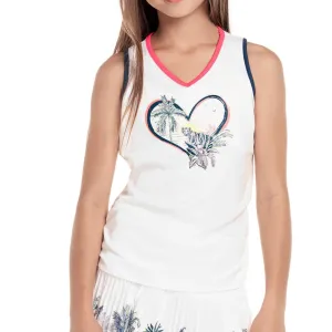 Girls' Palms D'Amour Tennis Tank White