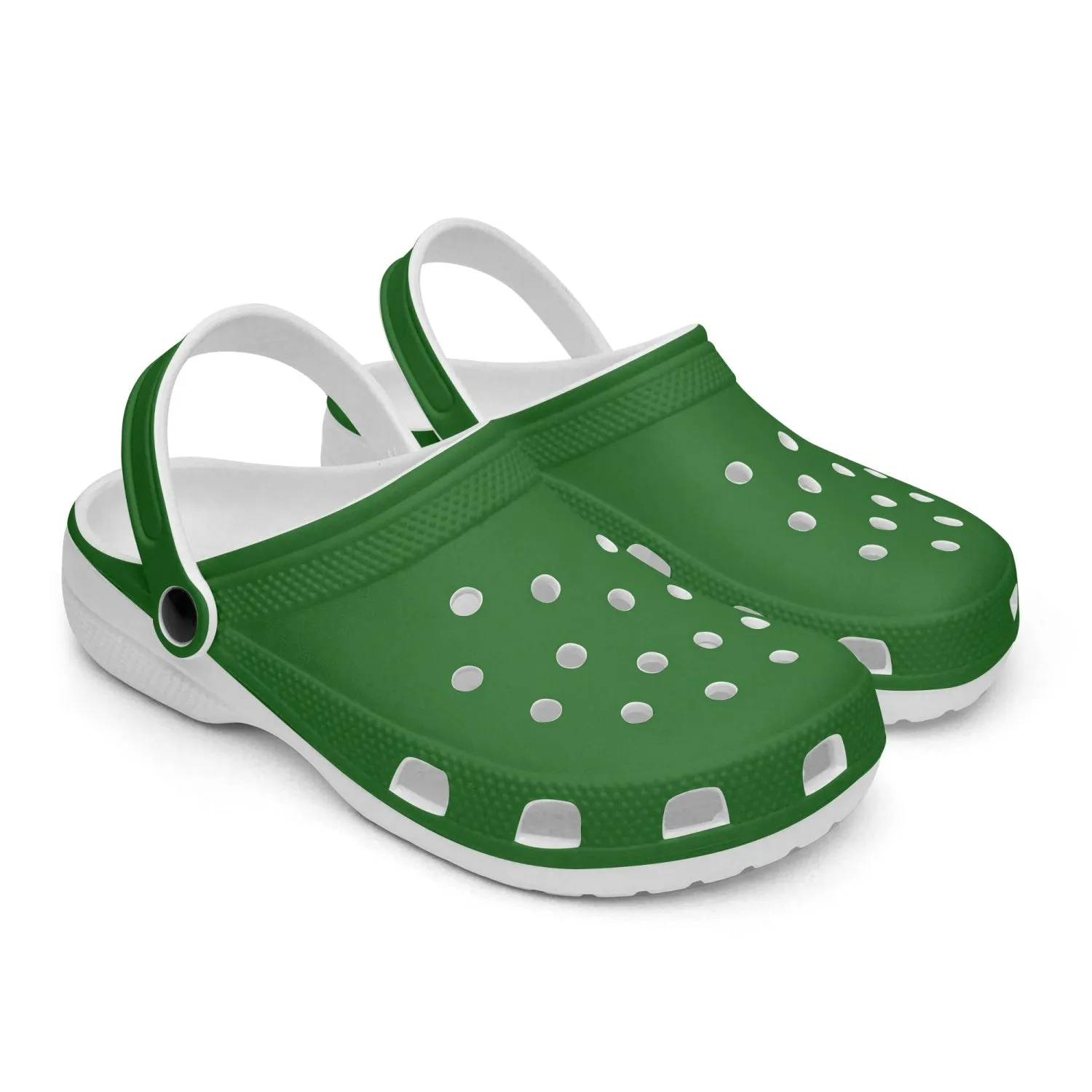 Green Color Unisex Clogs, Best Solid Dark Green Color Unisex Classic Lightweight Best Sandals For Men or Women