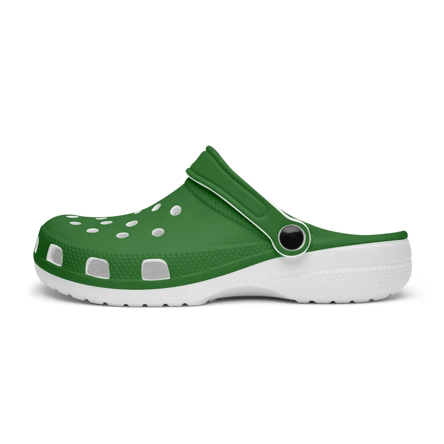 Green Color Unisex Clogs, Best Solid Dark Green Color Unisex Classic Lightweight Best Sandals For Men or Women