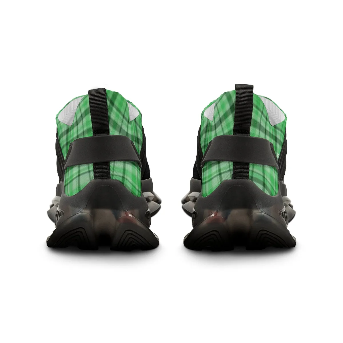 Green Plaid Print Men's Shoes, Best Plaid Print Designer Casual Comfy Men's Mesh Sports Sneakers