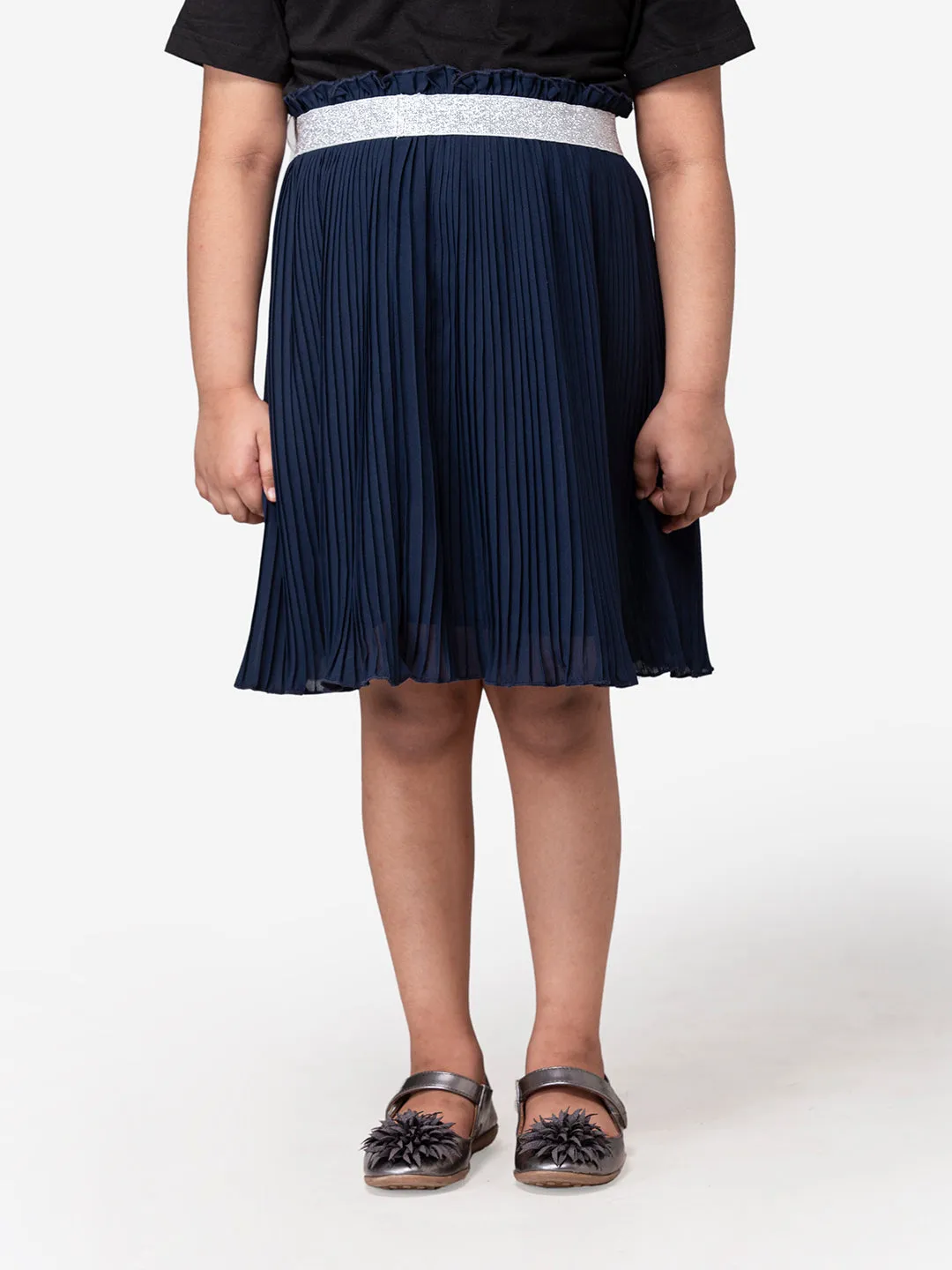 Hoop Hippo Kids Navy Blue Poly Georgette Skirt