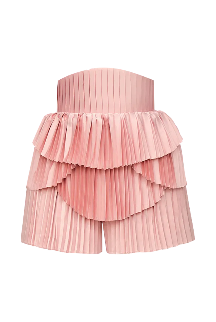 Light Pink Pleated Hibi Shorts