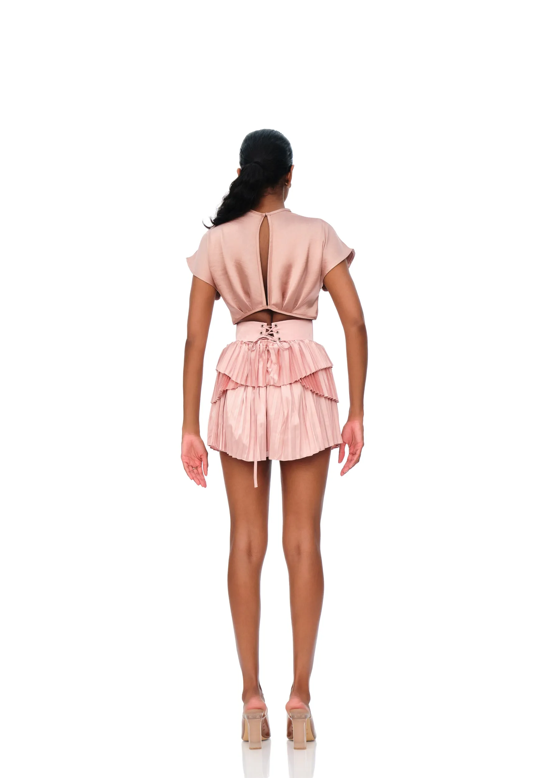 Light Pink Pleated Hibi Shorts