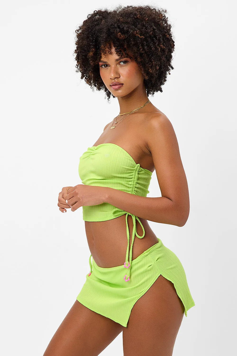 Marty Plissé Swim Skirt Bikini Bottom - Kiwi