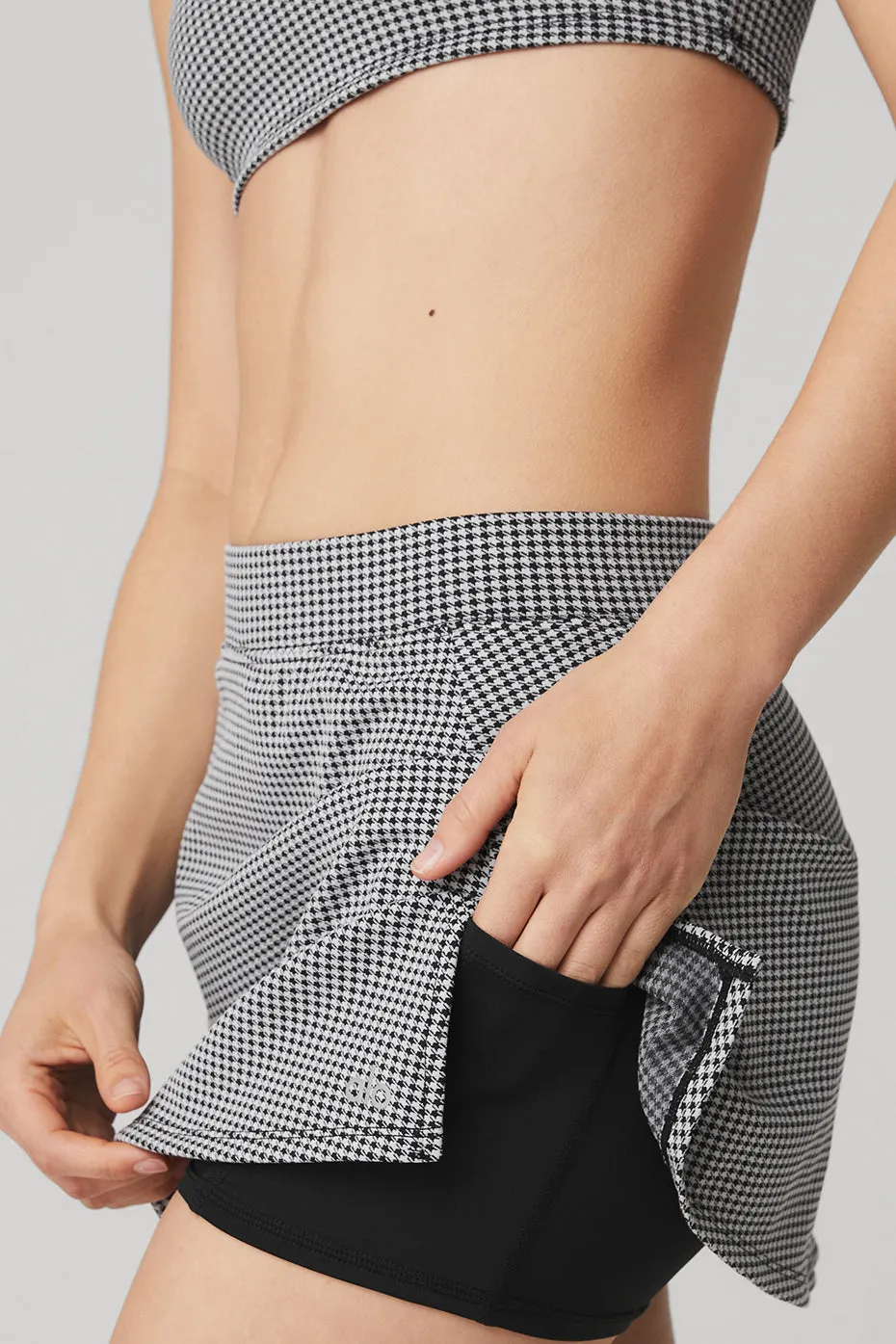 Micro Houndstooth Tennis Skirt - Black/White