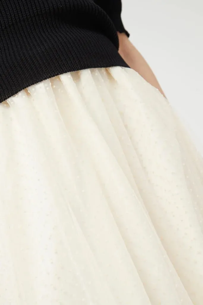 Off White Dot Overlay Skirt