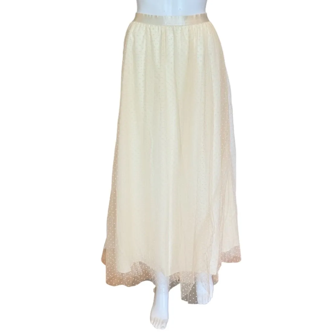 Off White Dot Overlay Skirt