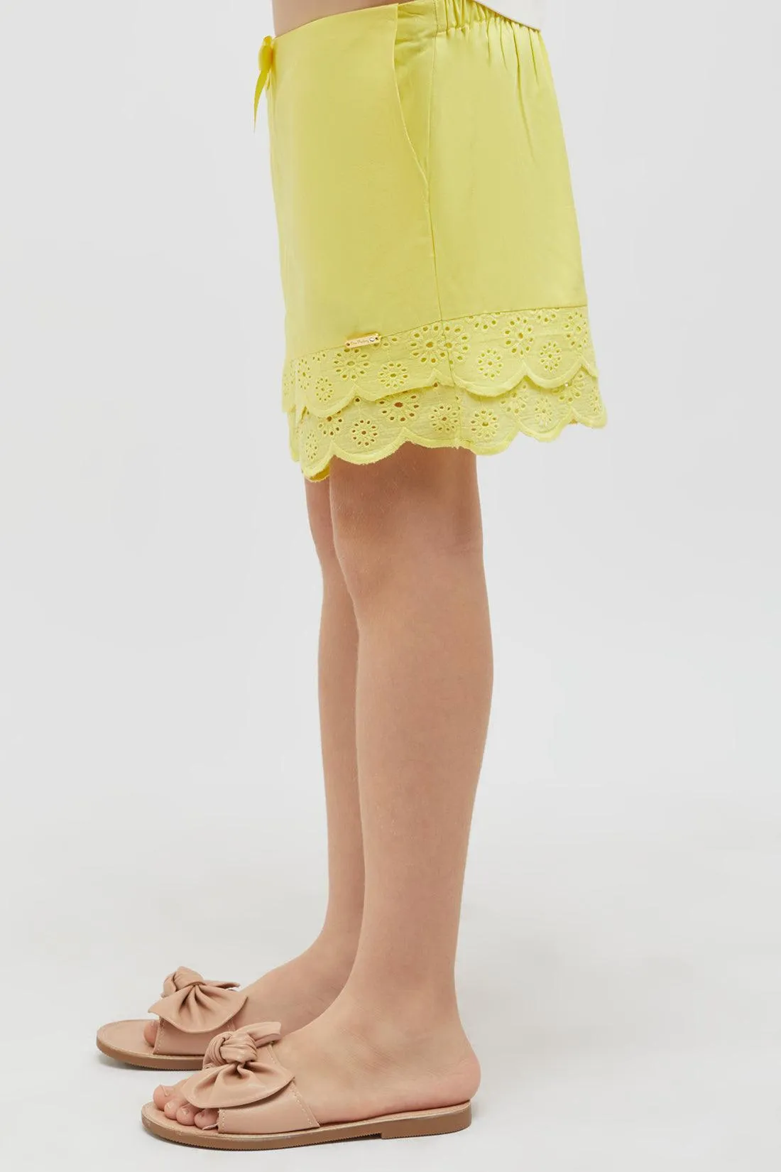 One Friday Yellow Lace Shorts