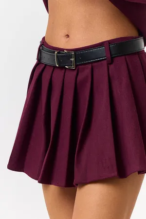 PLEATED BELT MINI SKIRT