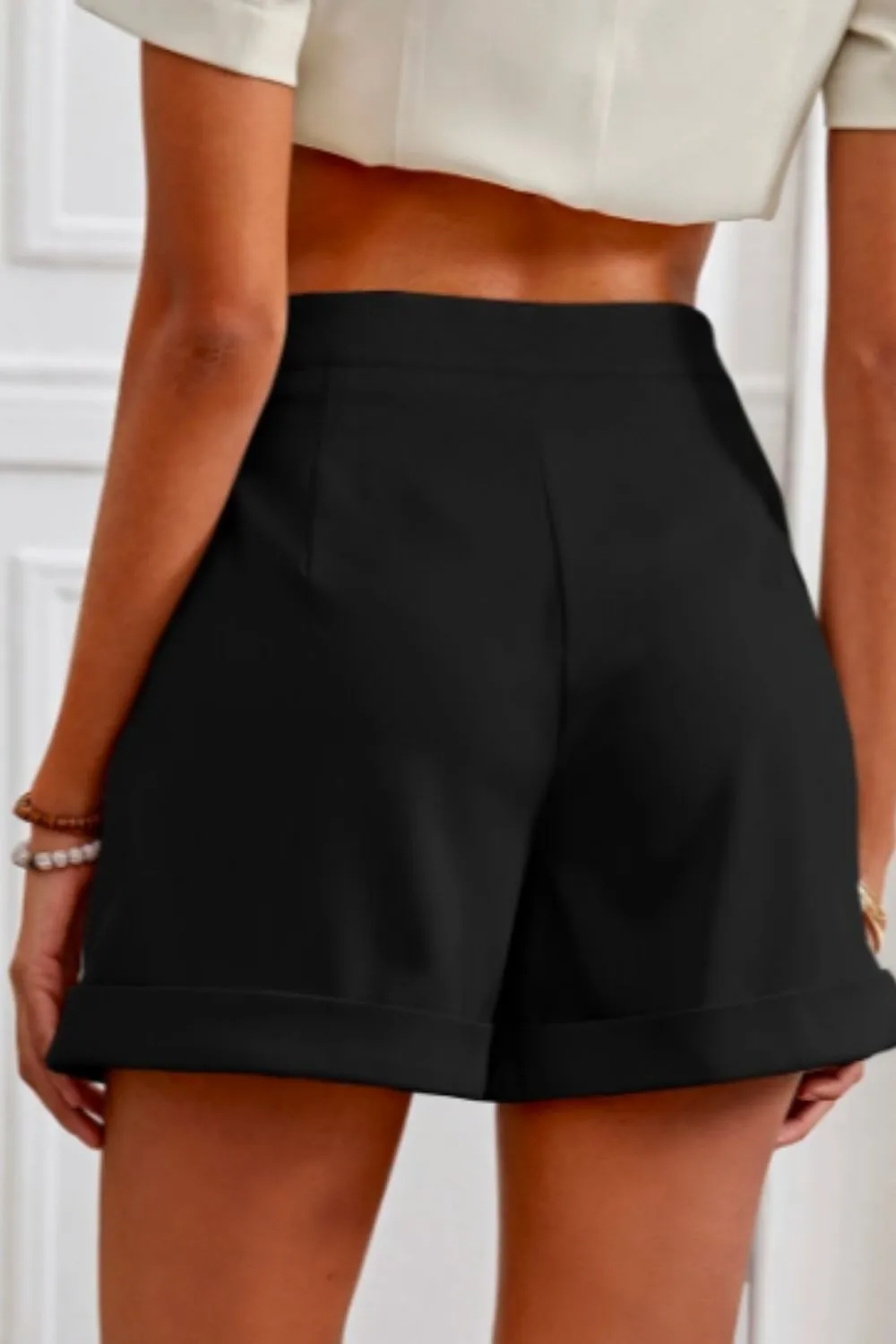 Pleated High Rise Shorts