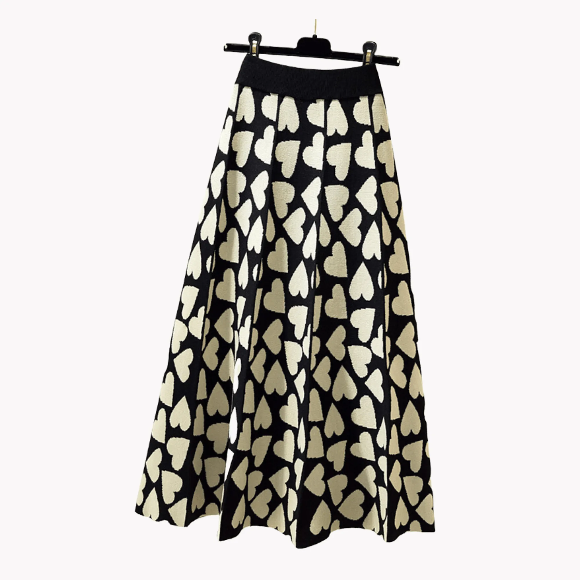 Pre Order:  Hearts A-Line Umbrella Knit Skirt