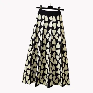 Pre Order:  Hearts A-Line Umbrella Knit Skirt