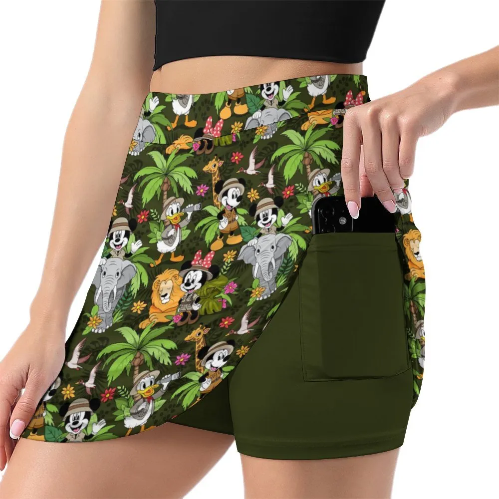 Safari Athletic A-Line Skirt With Pocket Solid Shorts