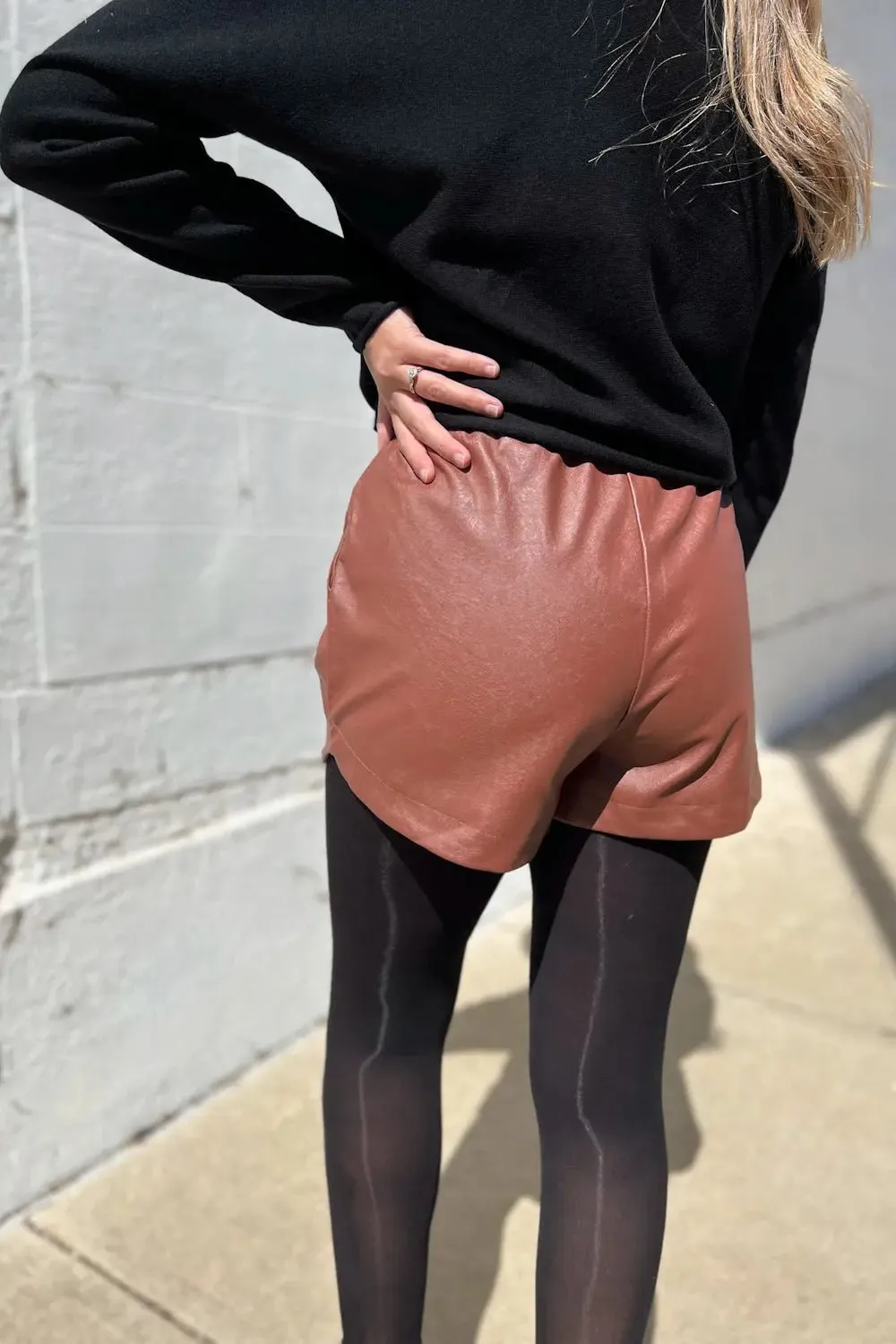 Showing Off Faux Leather Tie Waist Shorts - Final Sale