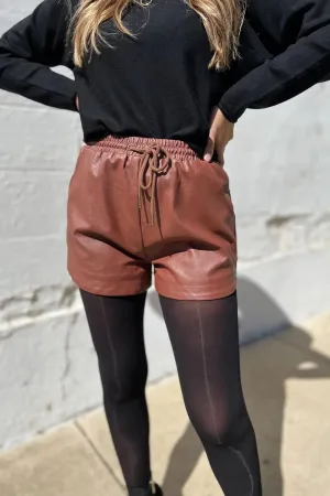 Showing Off Faux Leather Tie Waist Shorts - Final Sale