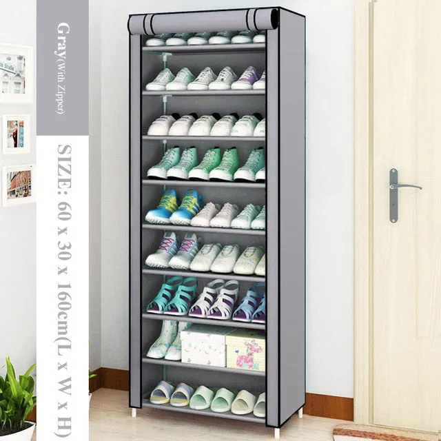 Simple Dustproof Shoe Cabinet Nonwoven Home Dorm Assembled Shoe Storage Organizer Enteryway Zipper Closure Shoe Rack Shoe Shelf