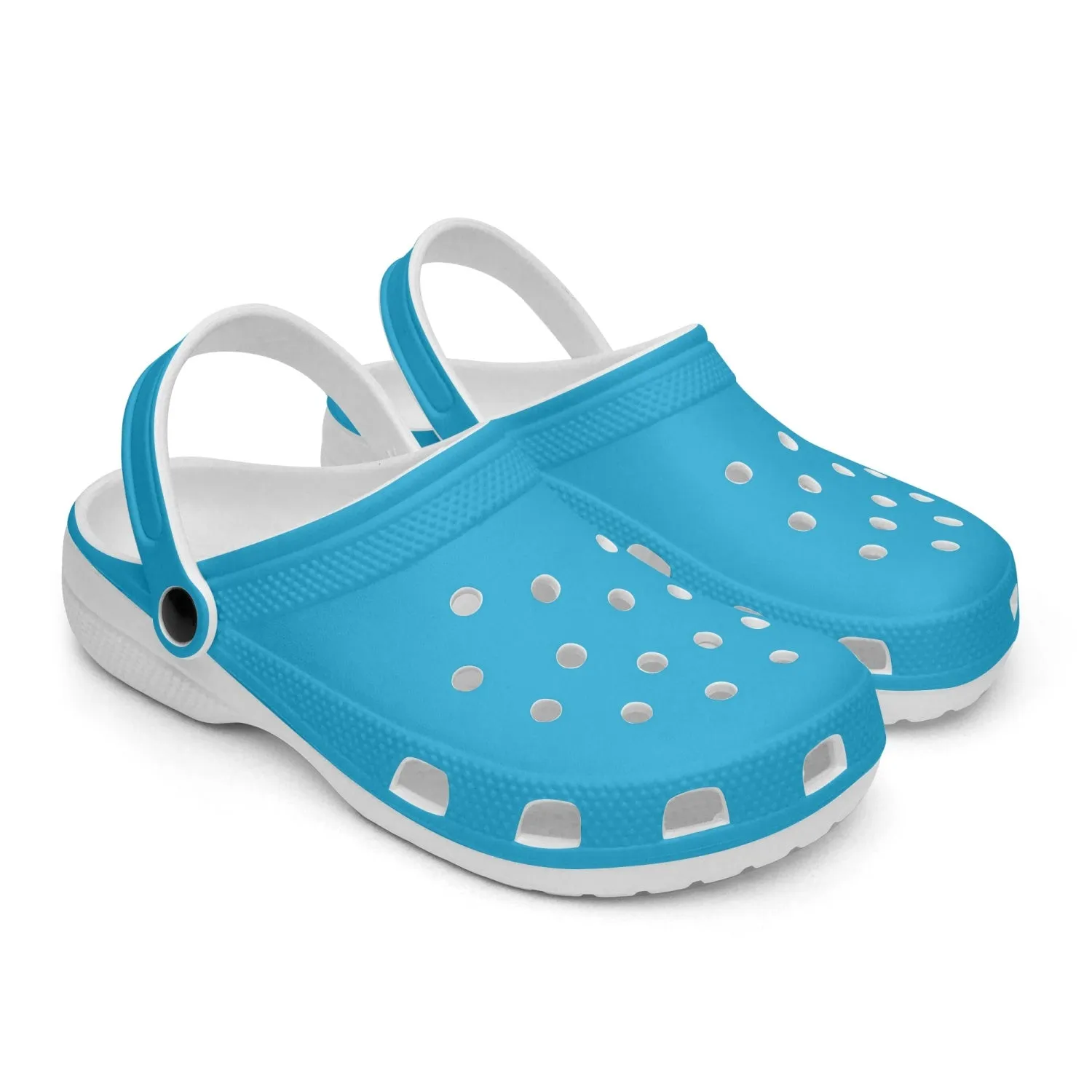 Sky Blue Color Unisex Clogs, Best Solid Blue Color Unisex Classic Lightweight Best Sandals For Men or Women