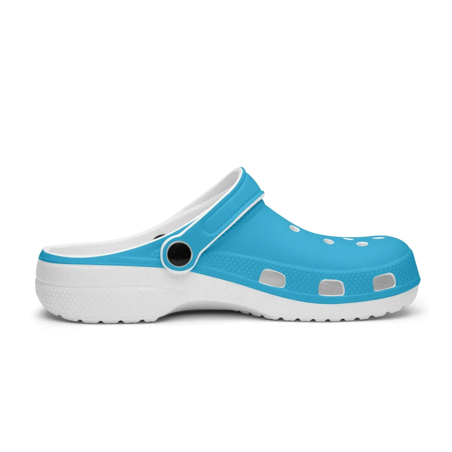 Sky Blue Color Unisex Clogs, Best Solid Blue Color Unisex Classic Lightweight Best Sandals For Men or Women