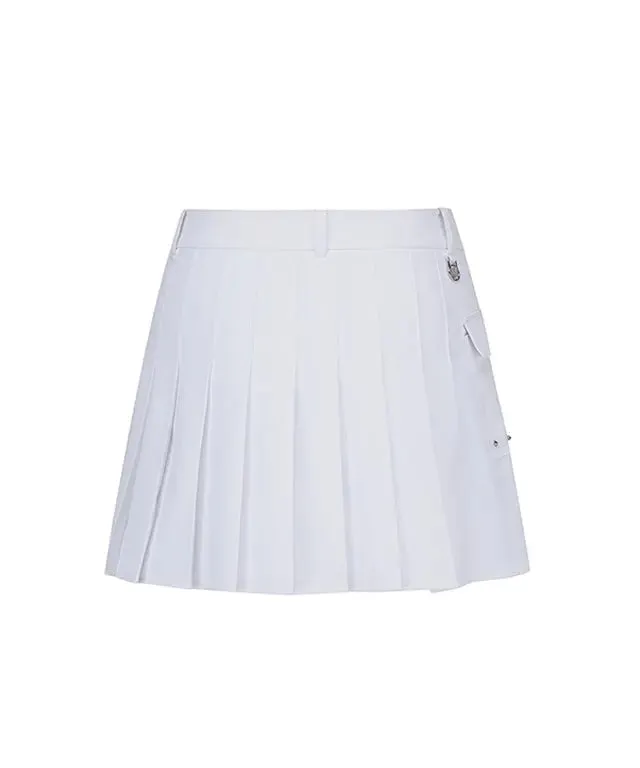 Sophisticated White Pleated Mini Skirt with Pocket for Women by ANEW Golf