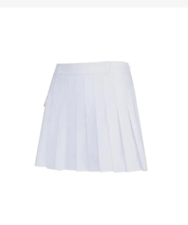 Sophisticated White Pleated Mini Skirt with Pocket for Women by ANEW Golf