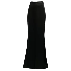 St. John Black Liquid Satin Maxi Skirt