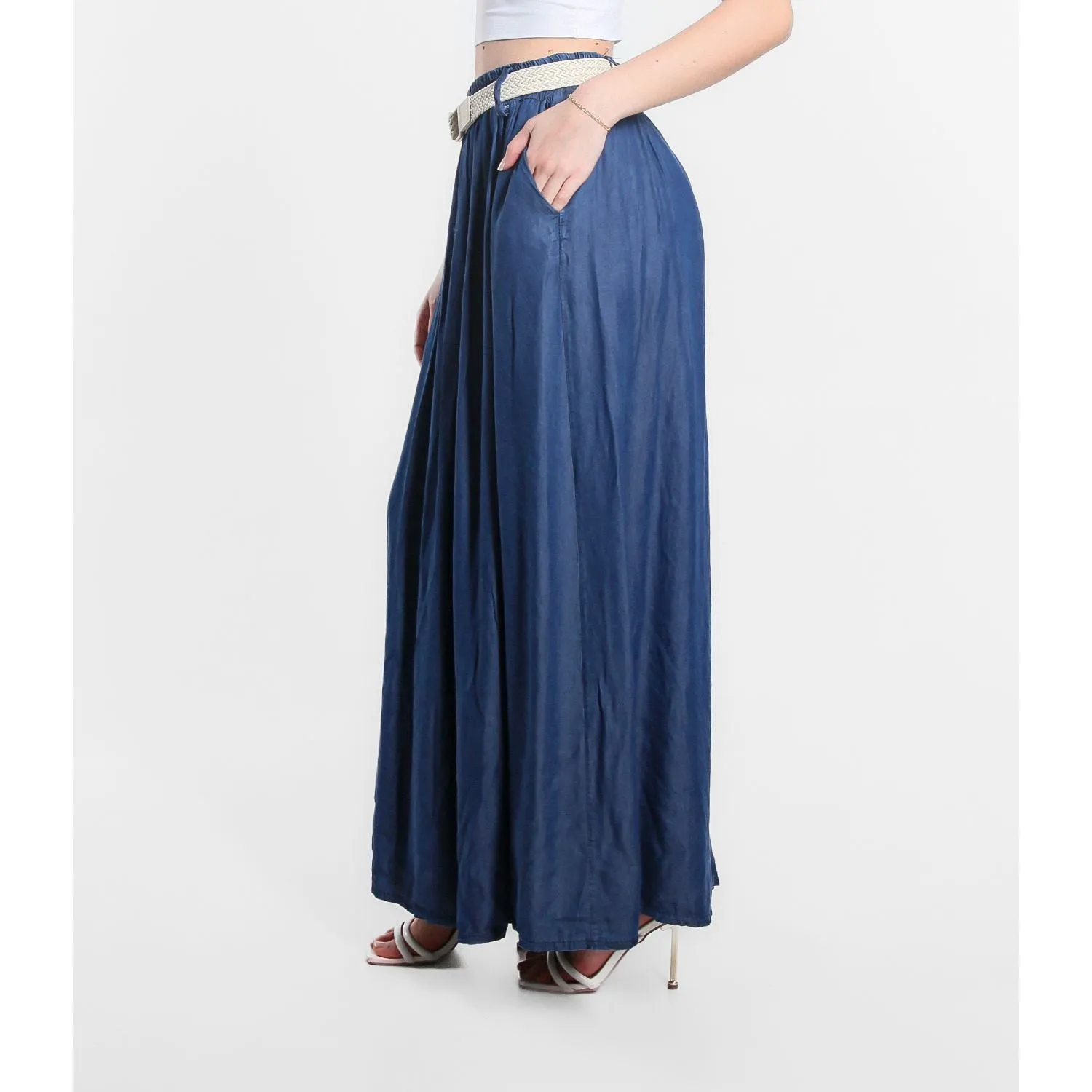 Tencel Maxi Skirt with woven belt